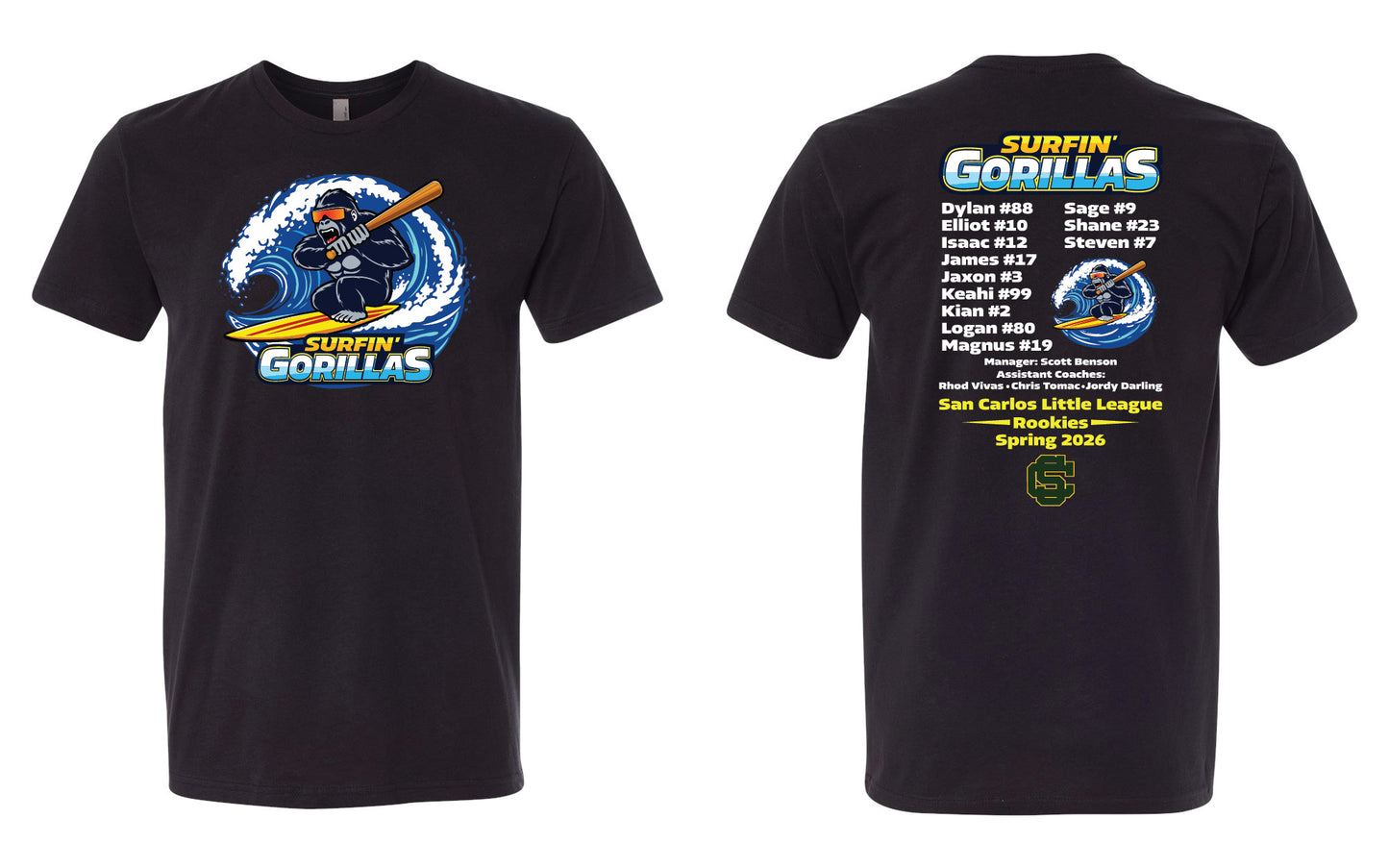 Surfin' Gorillas Adult T-Shirt