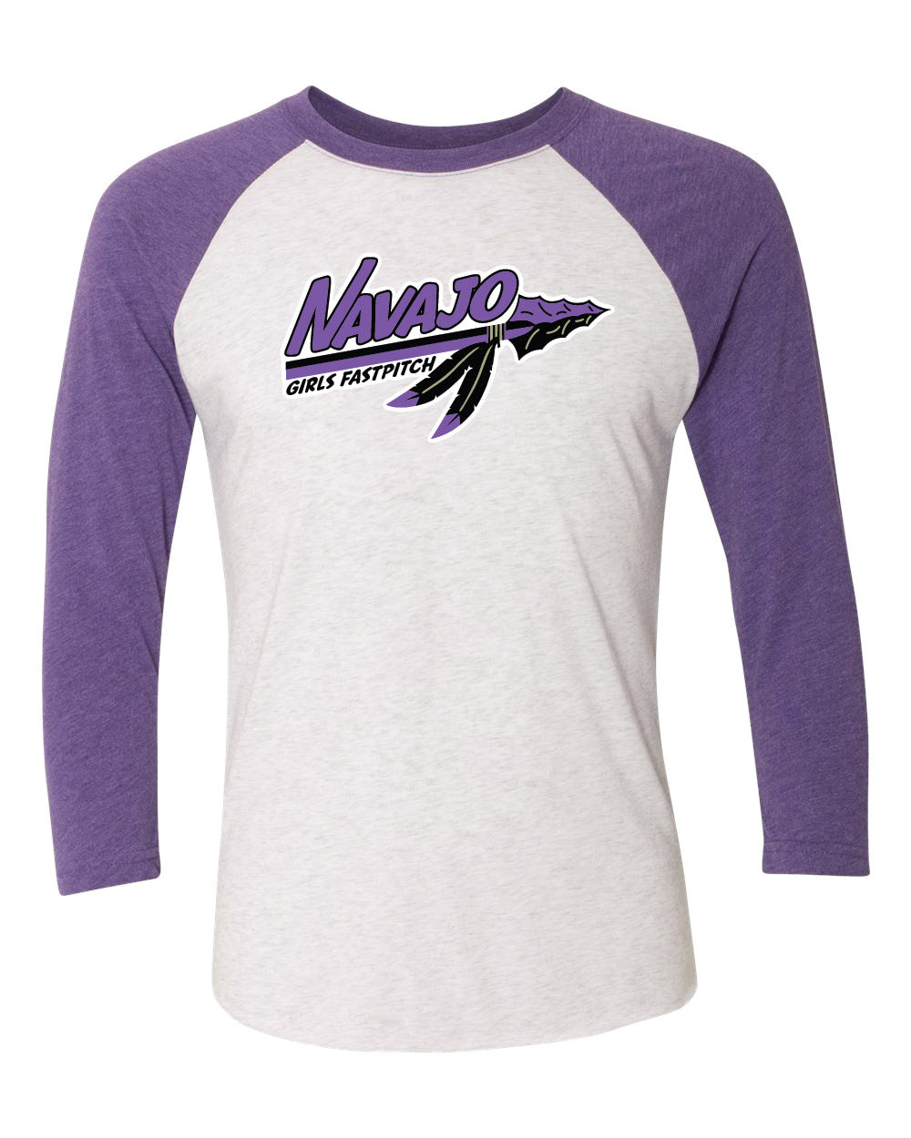 Men's Baseball Tee - White/Purple Sleeves
