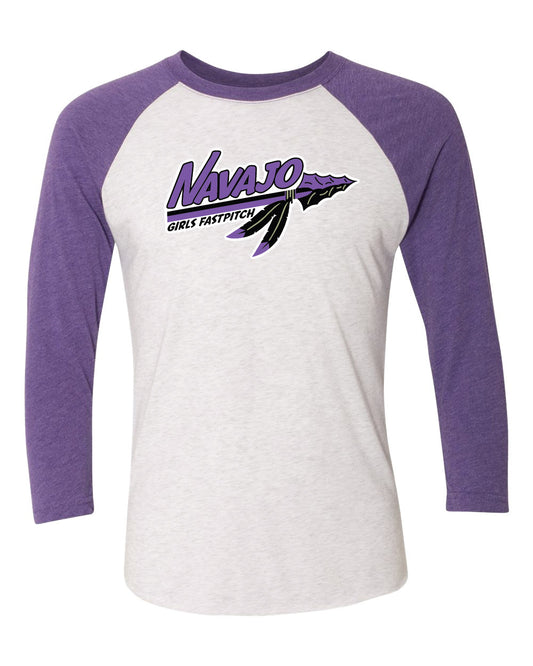 Men's Baseball Tee - White/Purple Sleeves