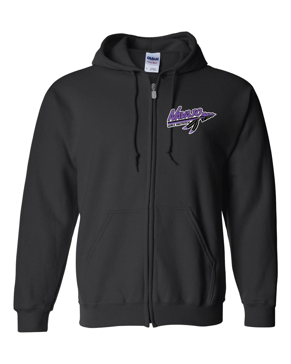 Men's Embroidered Zip Hoodie - Black