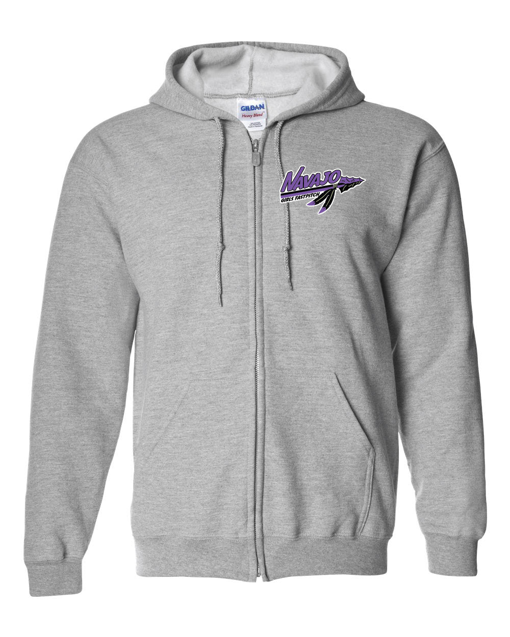 Men's Embroidered Zip Hoodie - Grey