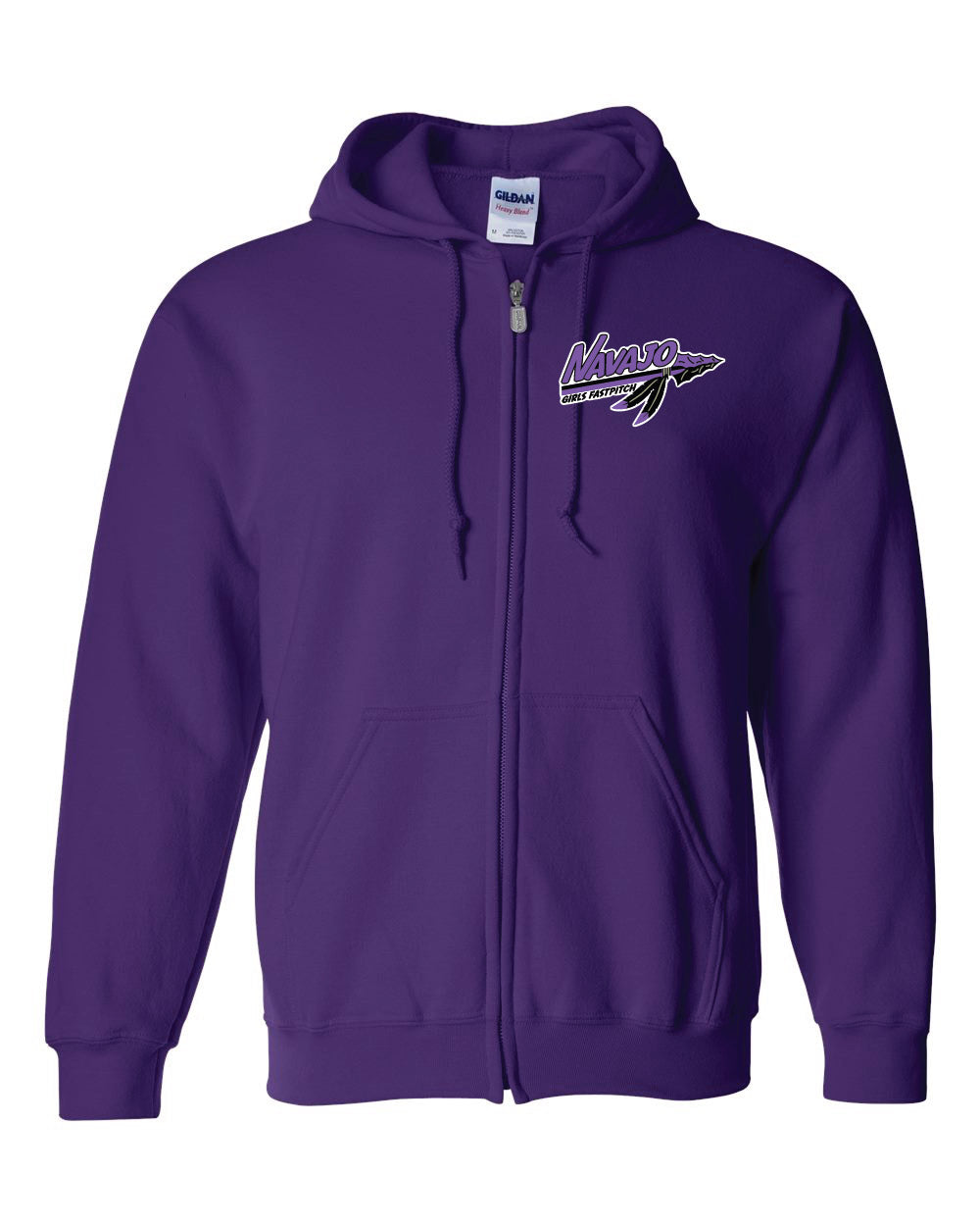 Men's Embroidered Zip Hoodie - Purple