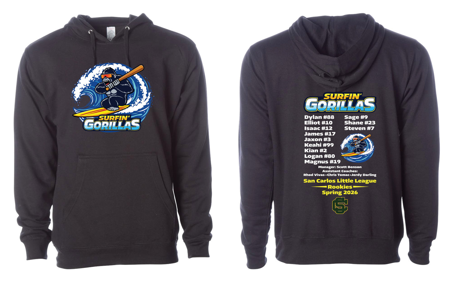 Surfin' Gorillas Adult Hoodie